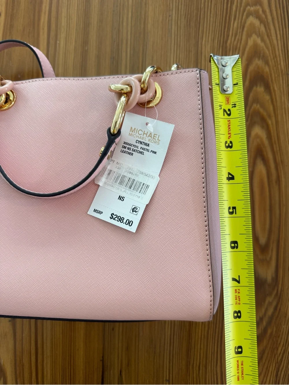 Michael Kors Blush Pink Saffiano Leather Satchel with Gold Hardware